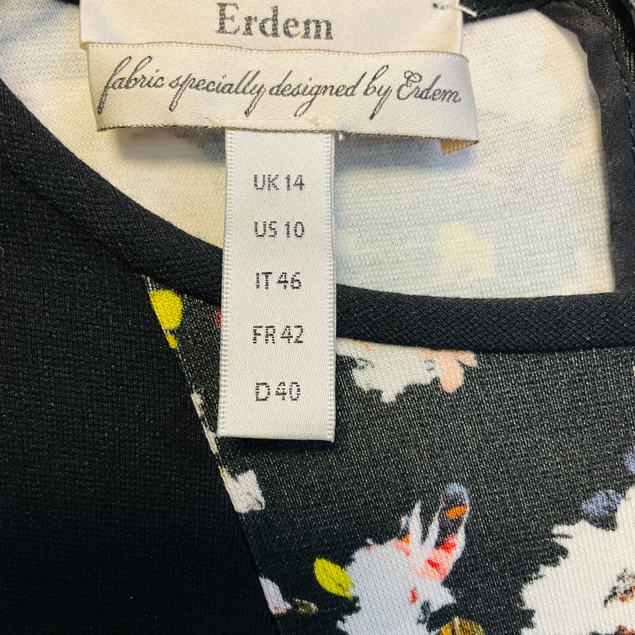 Erdem Black Multi Nell Colorblock Floral Sheath Dress
