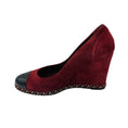 Load image into Gallery viewer, Chanel Dark Burgundy 2011 Suede Wedge Escarpins Pumps
