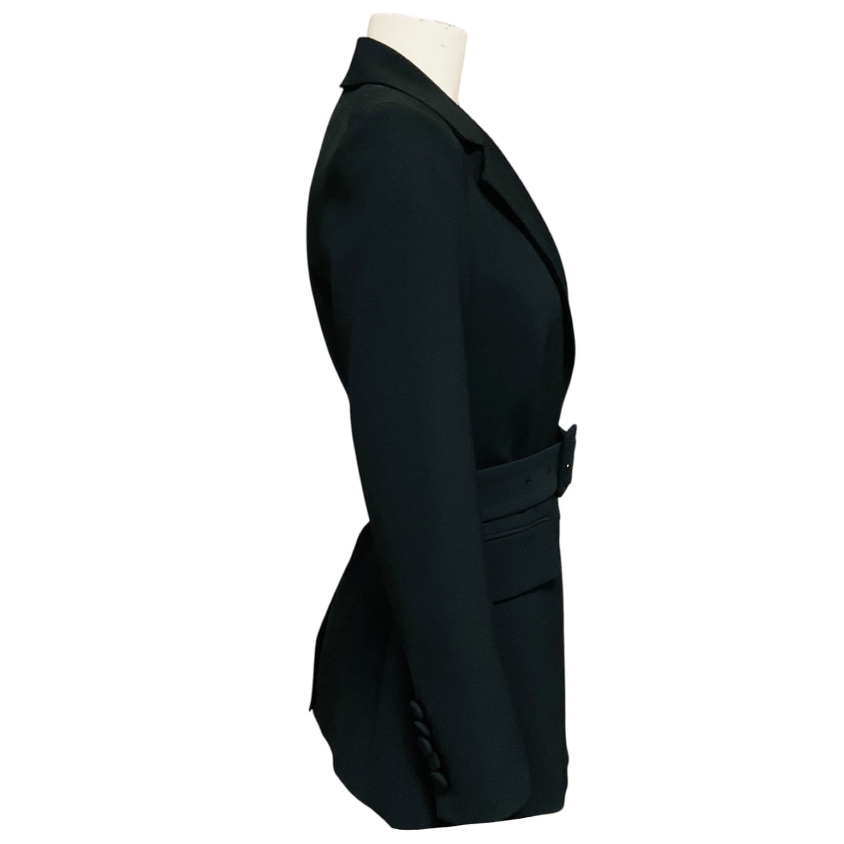 Veronica Beard Black Two Button Crepe Blazer with Belt