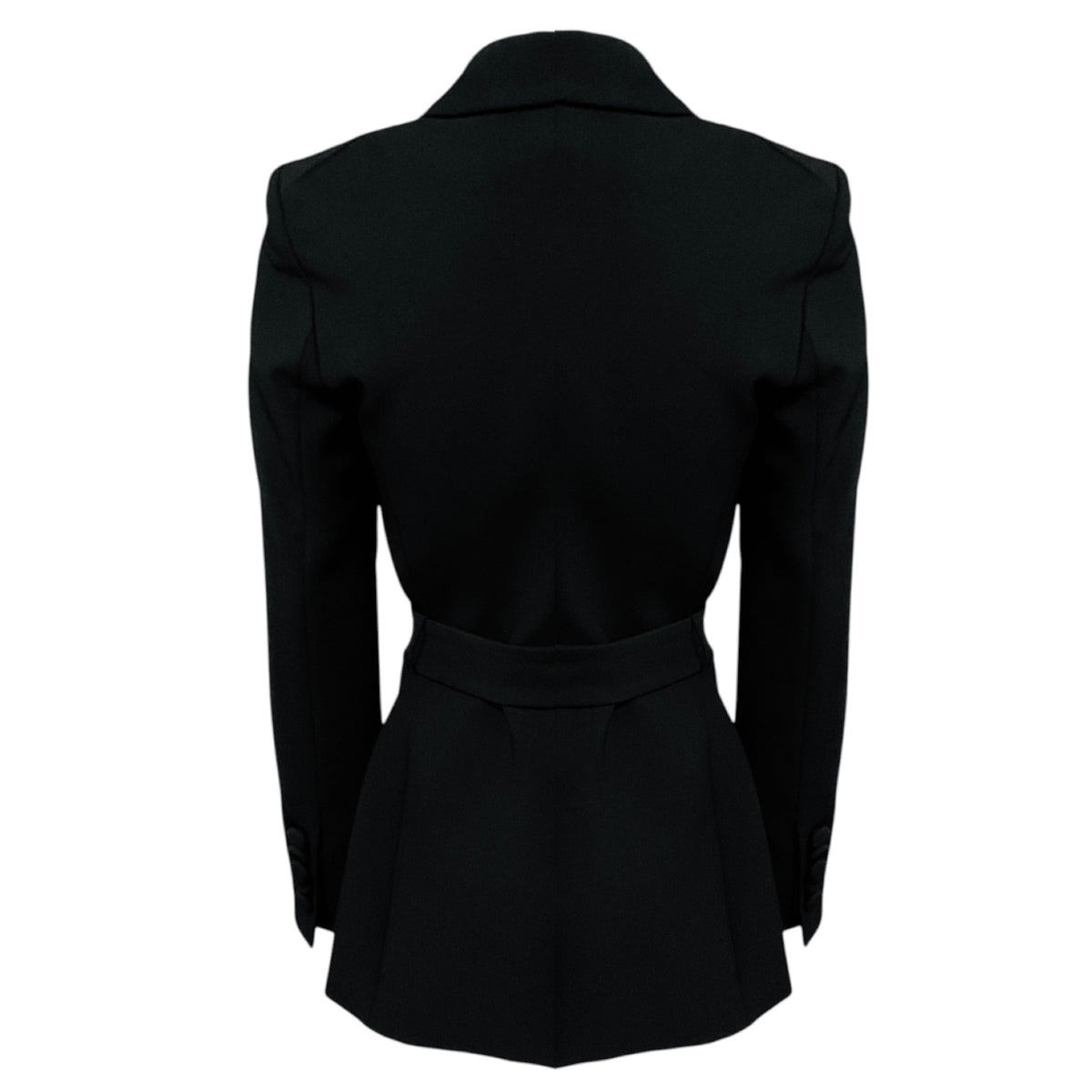 Veronica Beard Black Two Button Crepe Blazer with Belt