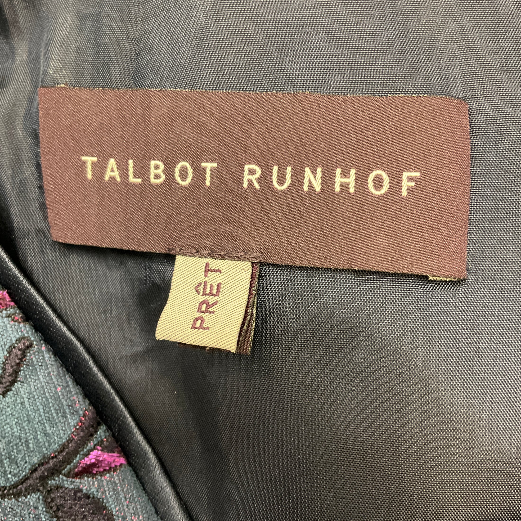 Talbot Runhof Blue / Pink Floral Jacquard Cocktail Dress