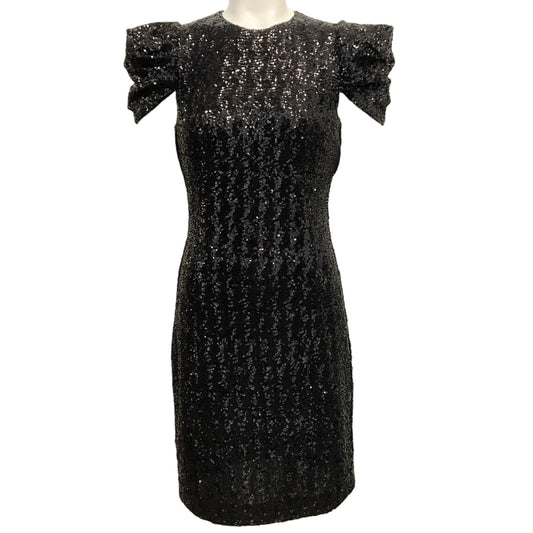 Michael Kors Collection Black Sequined Short Sleeved Dress
