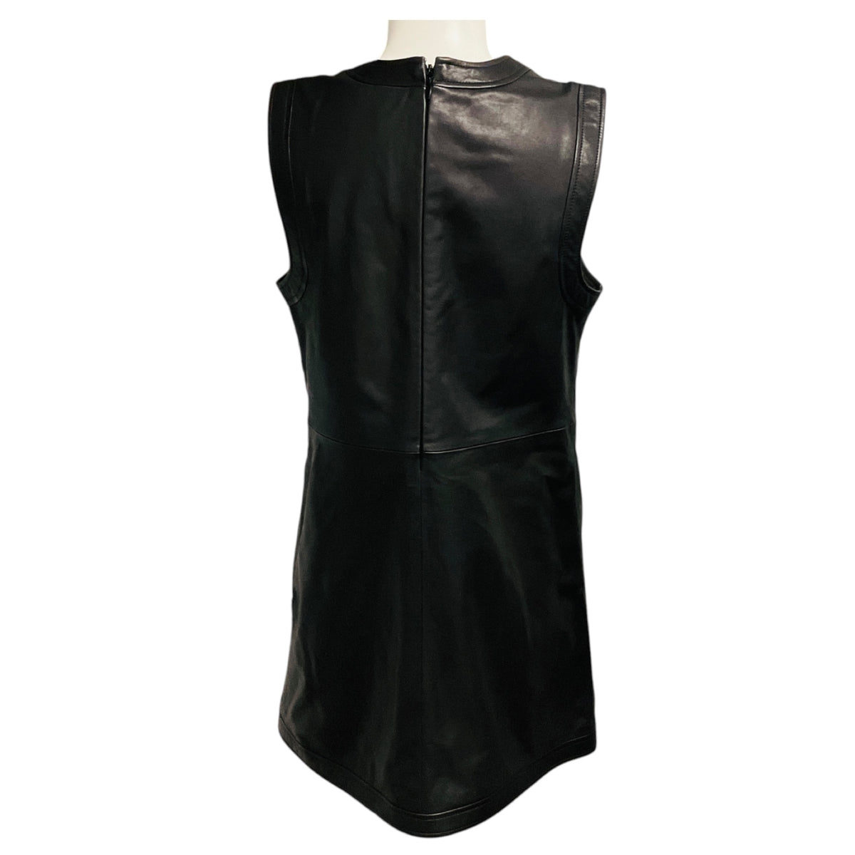 Frame Black Sleeveless Button Front Lamb Leather Dress