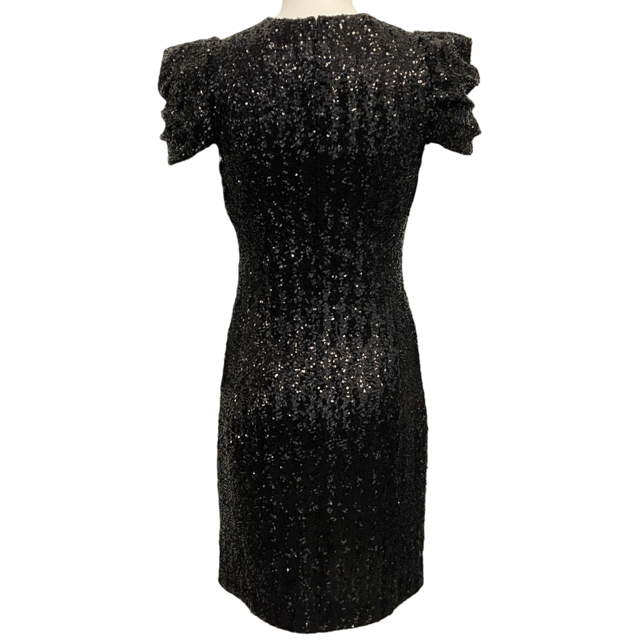 Michael Kors Collection Black Sequined Short Sleeved Dress