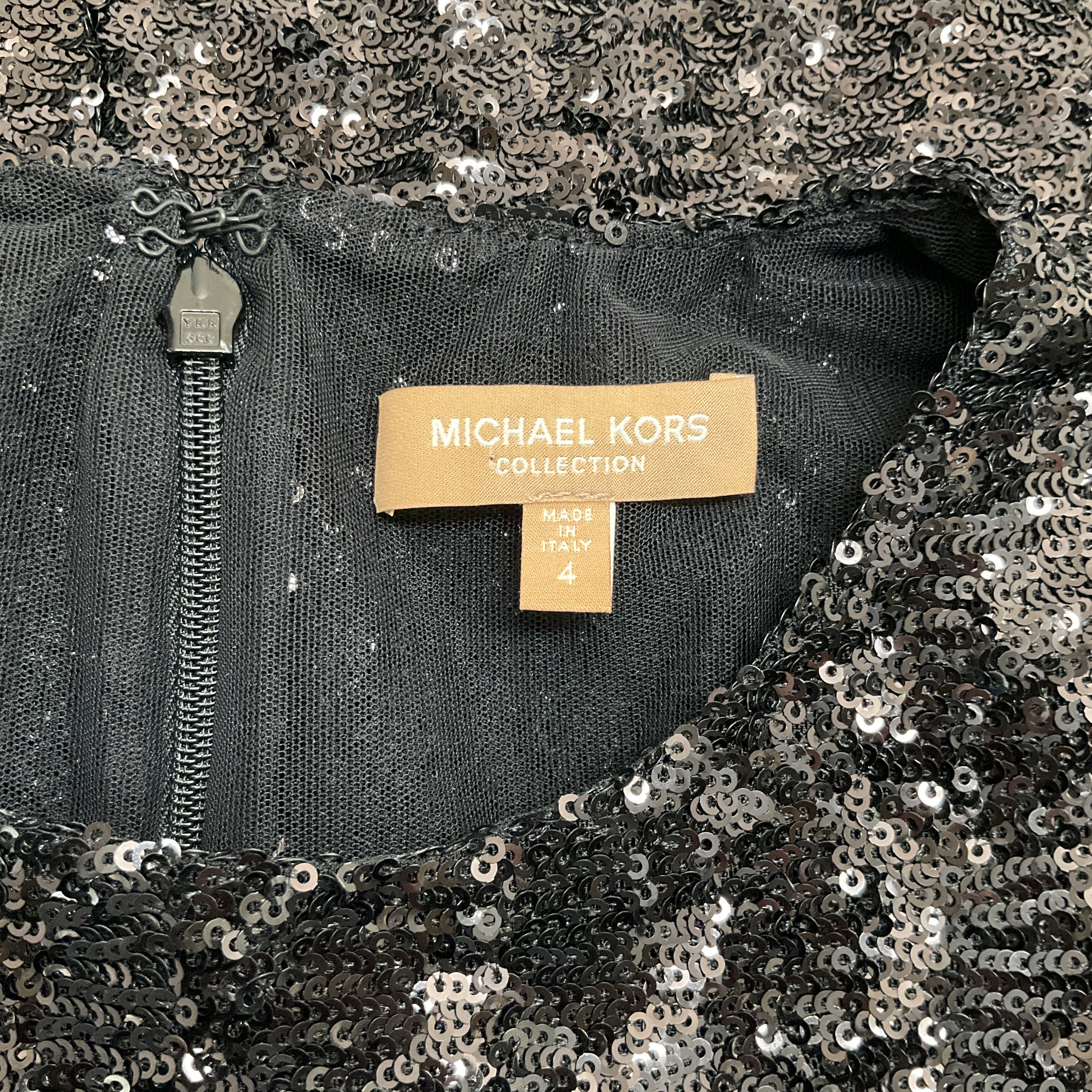 Michael Kors Collection Black Sequined Short Sleeved Dress