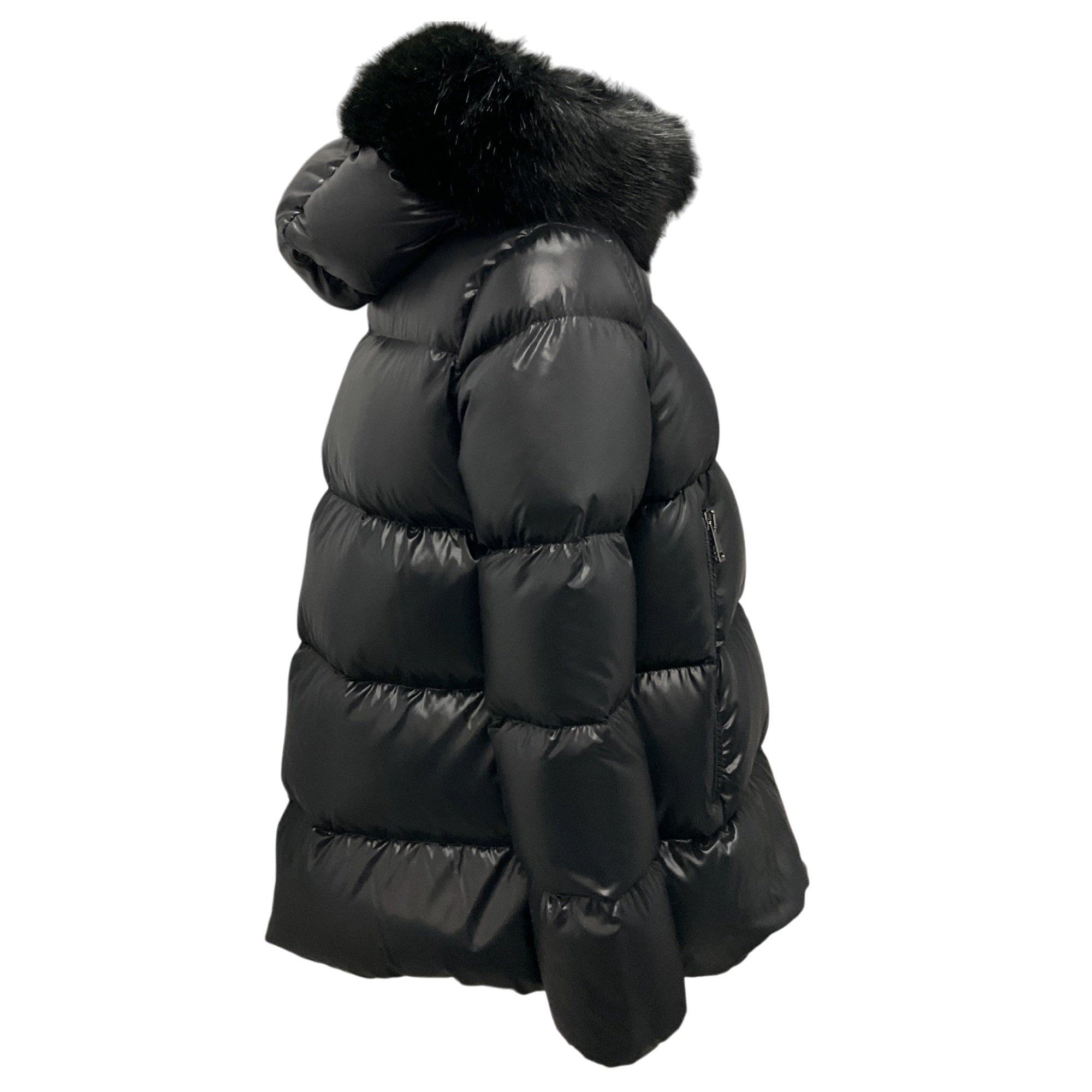 Moncler Black 2022 Laiche Faux Fur Trimmed Hooded Padded Down Puffer Jacket