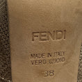 Load image into Gallery viewer, Fendi Gold Deco Textured Leather Double Platform Bow Peep Toe Pumps
