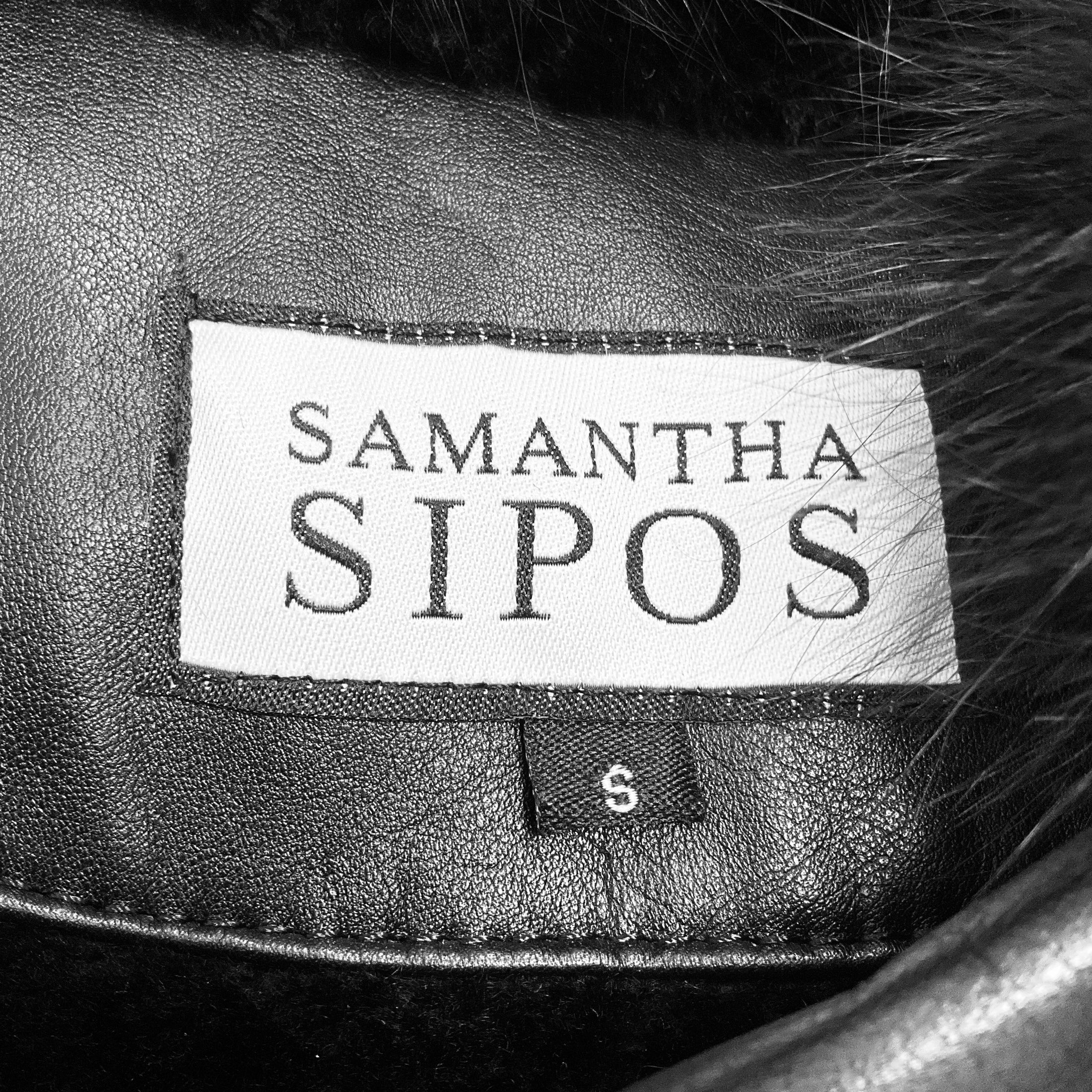 Samantha Sipos Black Fox Fur Trimmed Shearling Lined Calf Leather Jacket