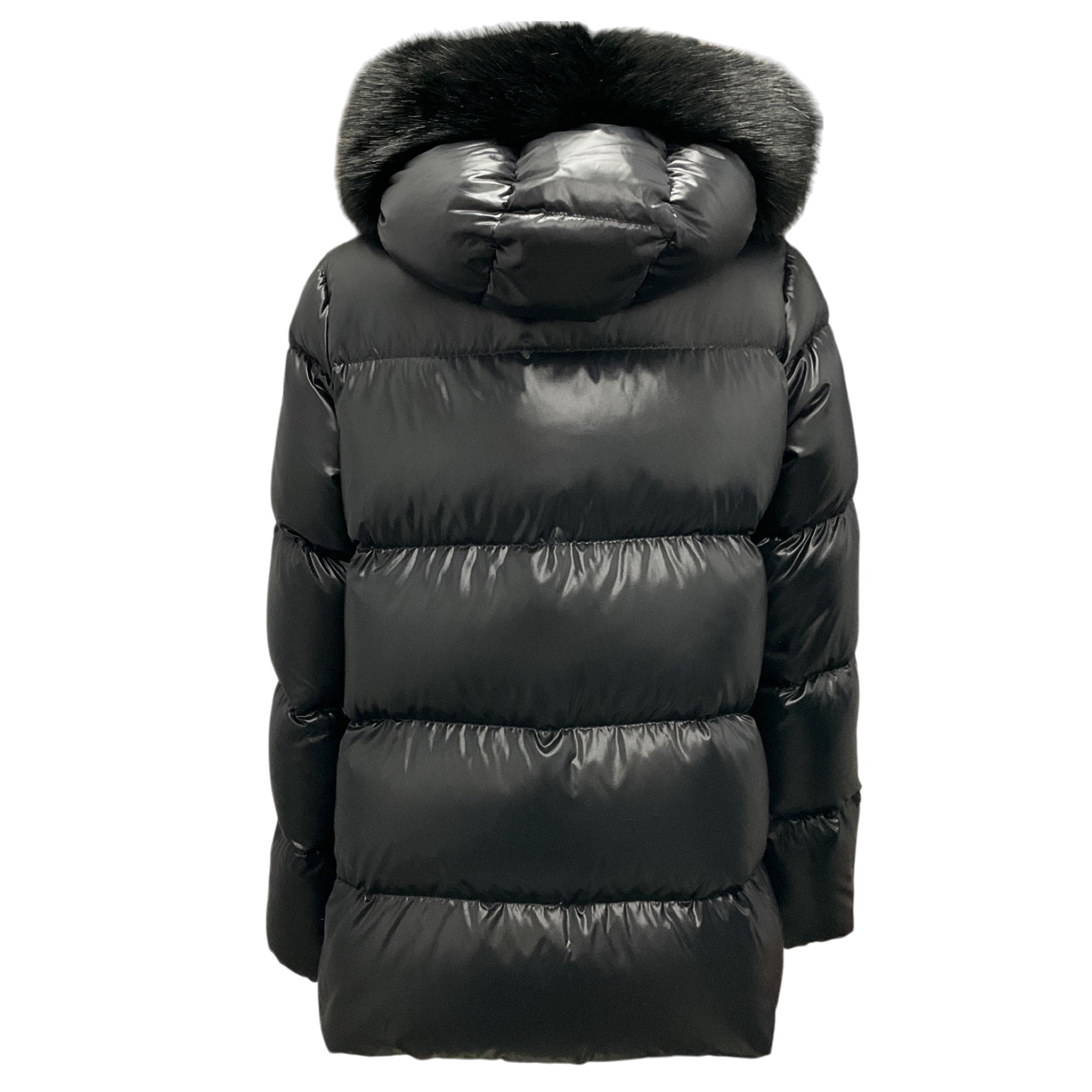 Moncler Black 2022 Laiche Faux Fur Trimmed Hooded Padded Down Puffer Jacket