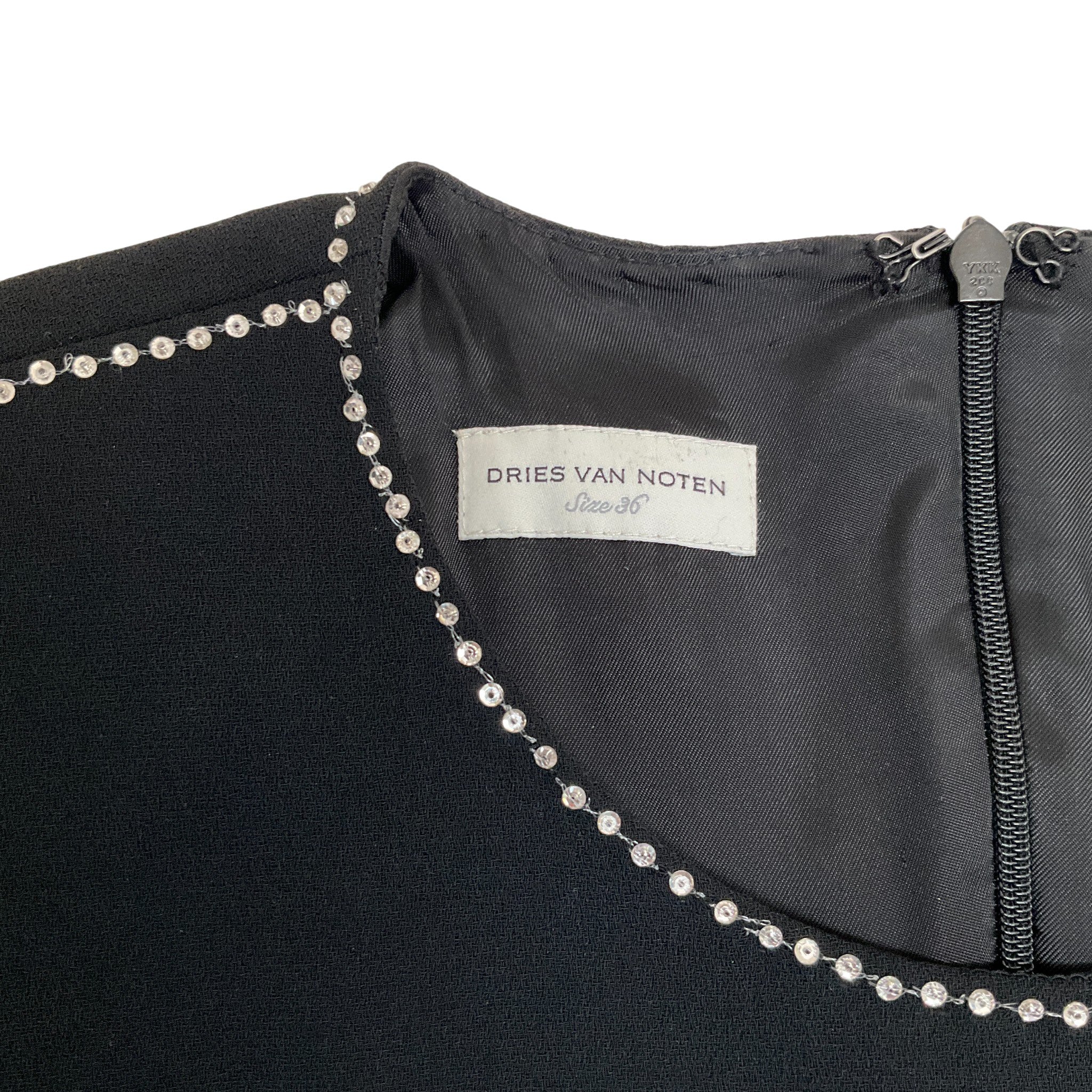 Dries van Noten Black Jersey Dress with Crystal Details