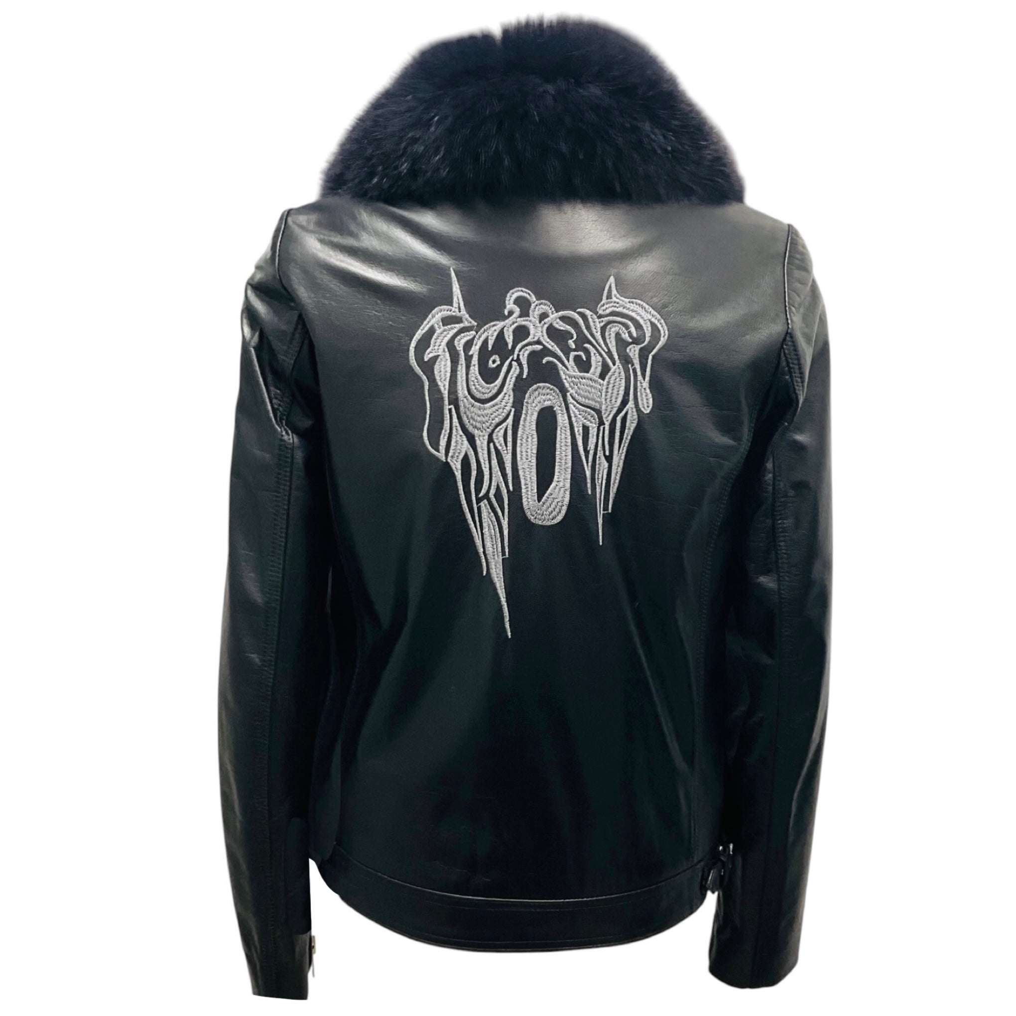 Samantha Sipos Black Fox Fur Trimmed Shearling Lined Calf Leather Jacket
