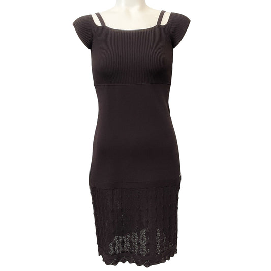 Chanel Brown Ribbed Cap Sleeved Dress
