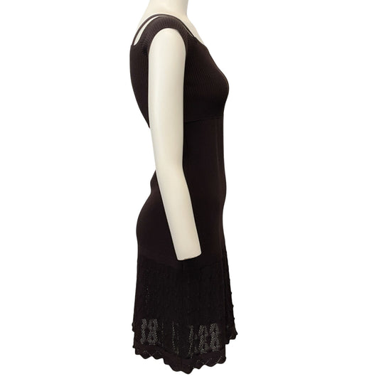Chanel Brown Ribbed Cap Sleeved Dress