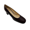 Load image into Gallery viewer, Tod's Dark Burgundy Round Toe Leather Block Heel Pumps
