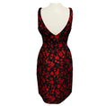 Load image into Gallery viewer, Thakoon Black / Red Sleeveless V-Neck Jacquard Cocktail Dress
