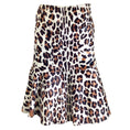 Load image into Gallery viewer, Alaia Ivory / Tan / Brown Leopard Printed Flared Calf Hair Skirt
