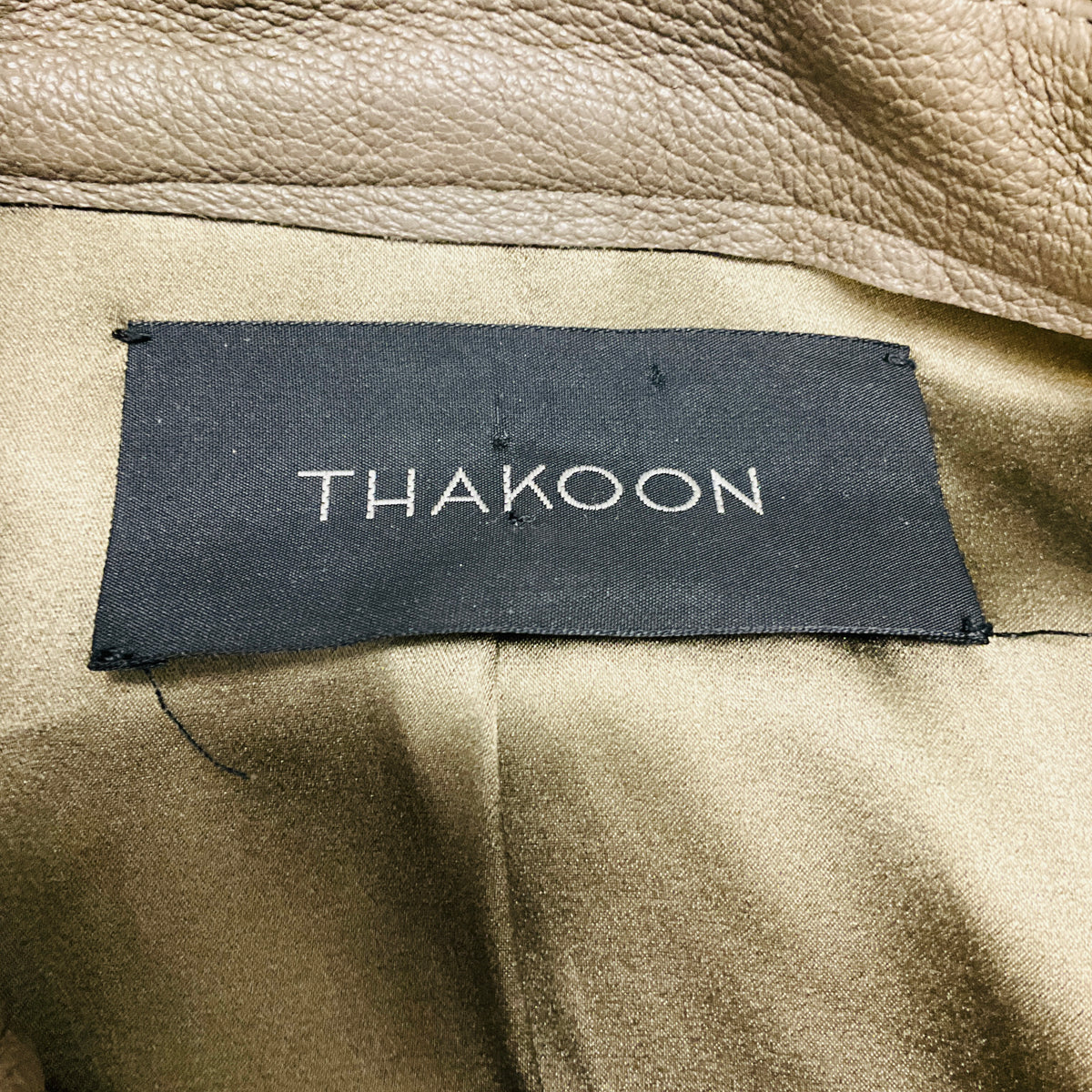 Thakoon Taupe Lambskin Leather Jacket with Grey Wool Knit Trim
