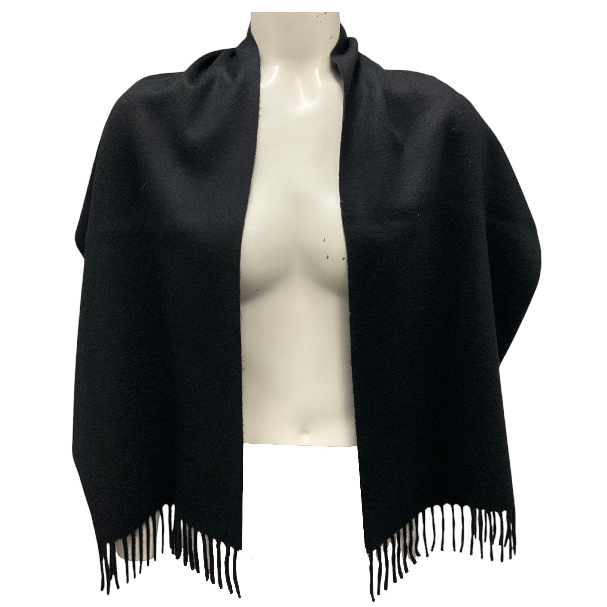 Chanel Black Fringed Cashmere Scarf