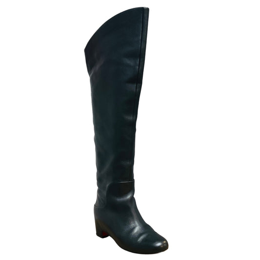 Christian Louboutin Black Tall Leather Flat Boots