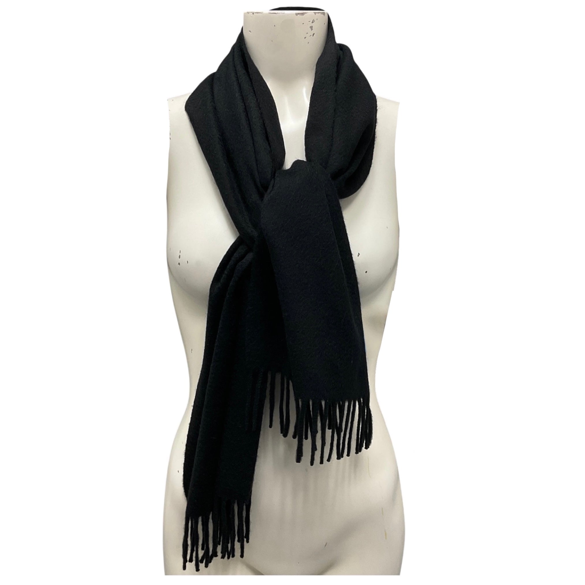 Chanel Black Fringed Cashmere Scarf