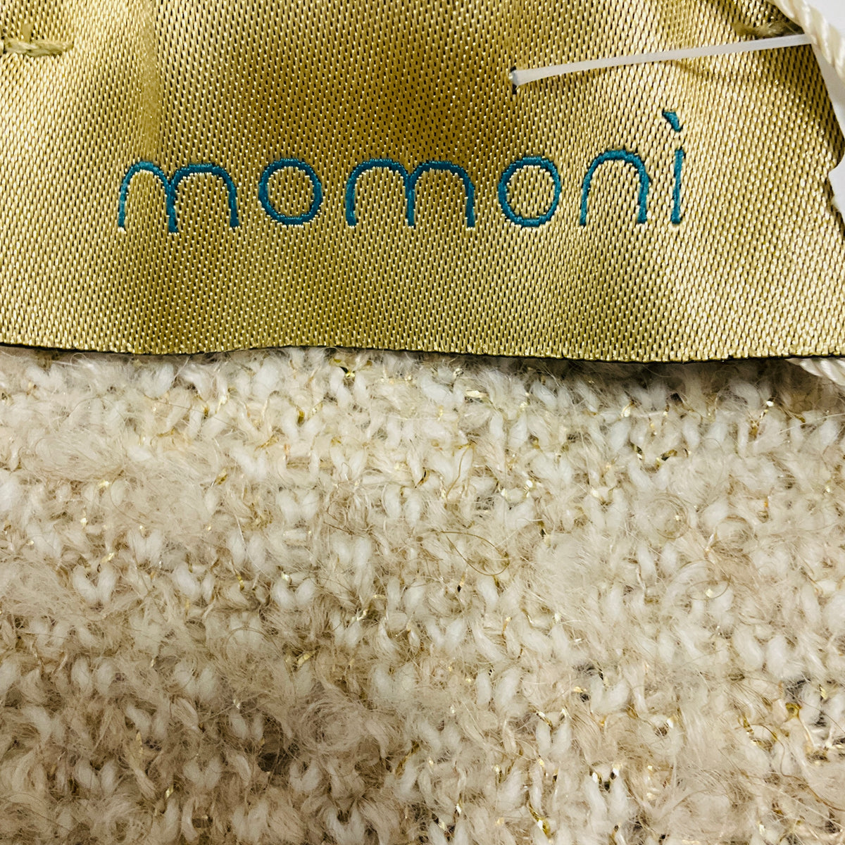 Momoni Beige Reading Knitwear Jacquard Knit Cardigan Sweater