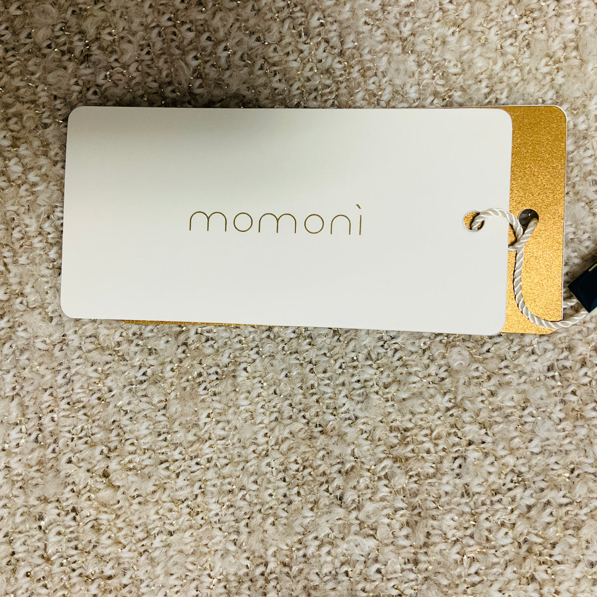 Momoni Beige Reading Knitwear Jacquard Knit Cardigan Sweater