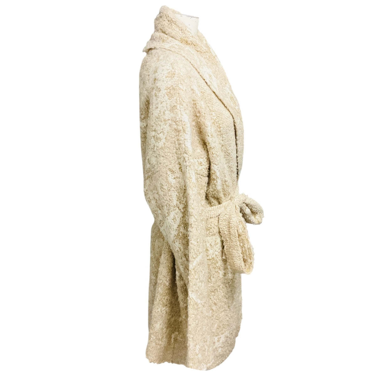 Momoni Beige Reading Knitwear Jacquard Knit Cardigan Sweater