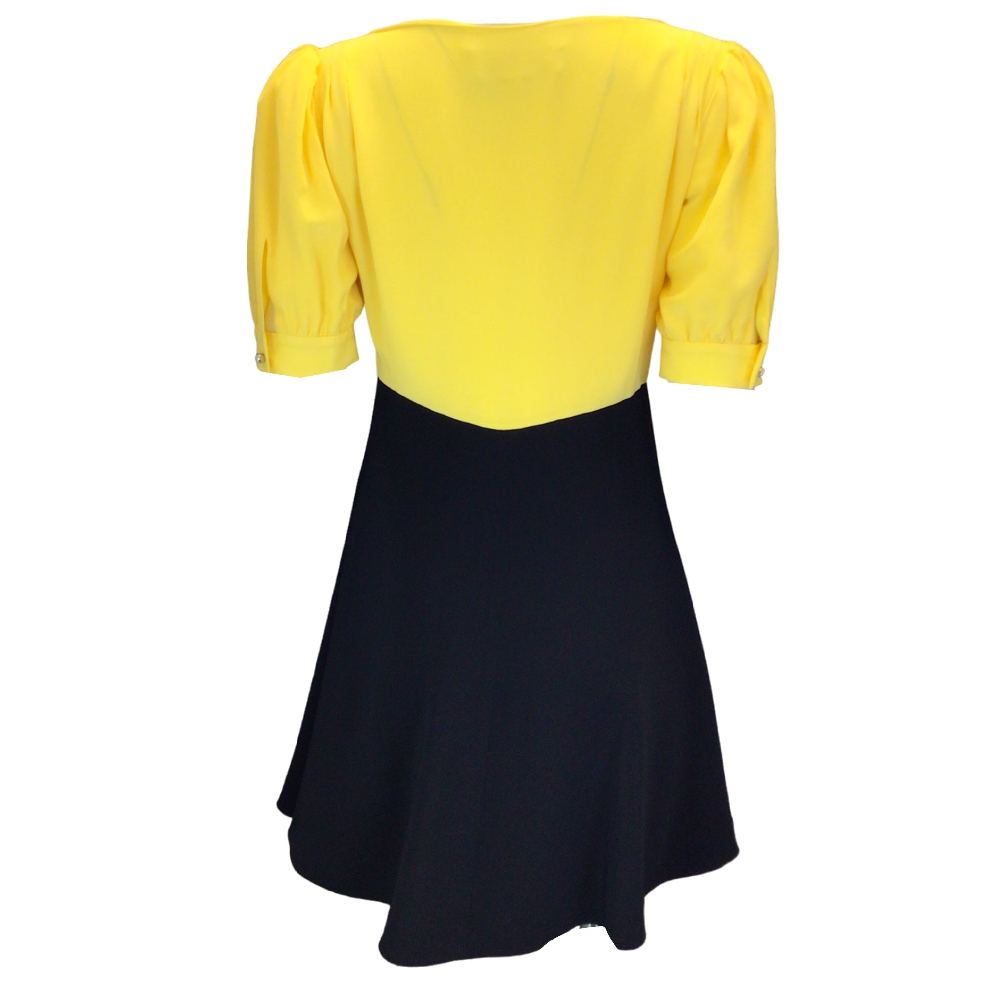 Marni Yellow / Black Multi Floral Sequined Silk Crepe Dress