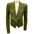 Load image into Gallery viewer, Alice + Olivia Green Harvey Cropped Open Front Goat Suede Leather Jacket
