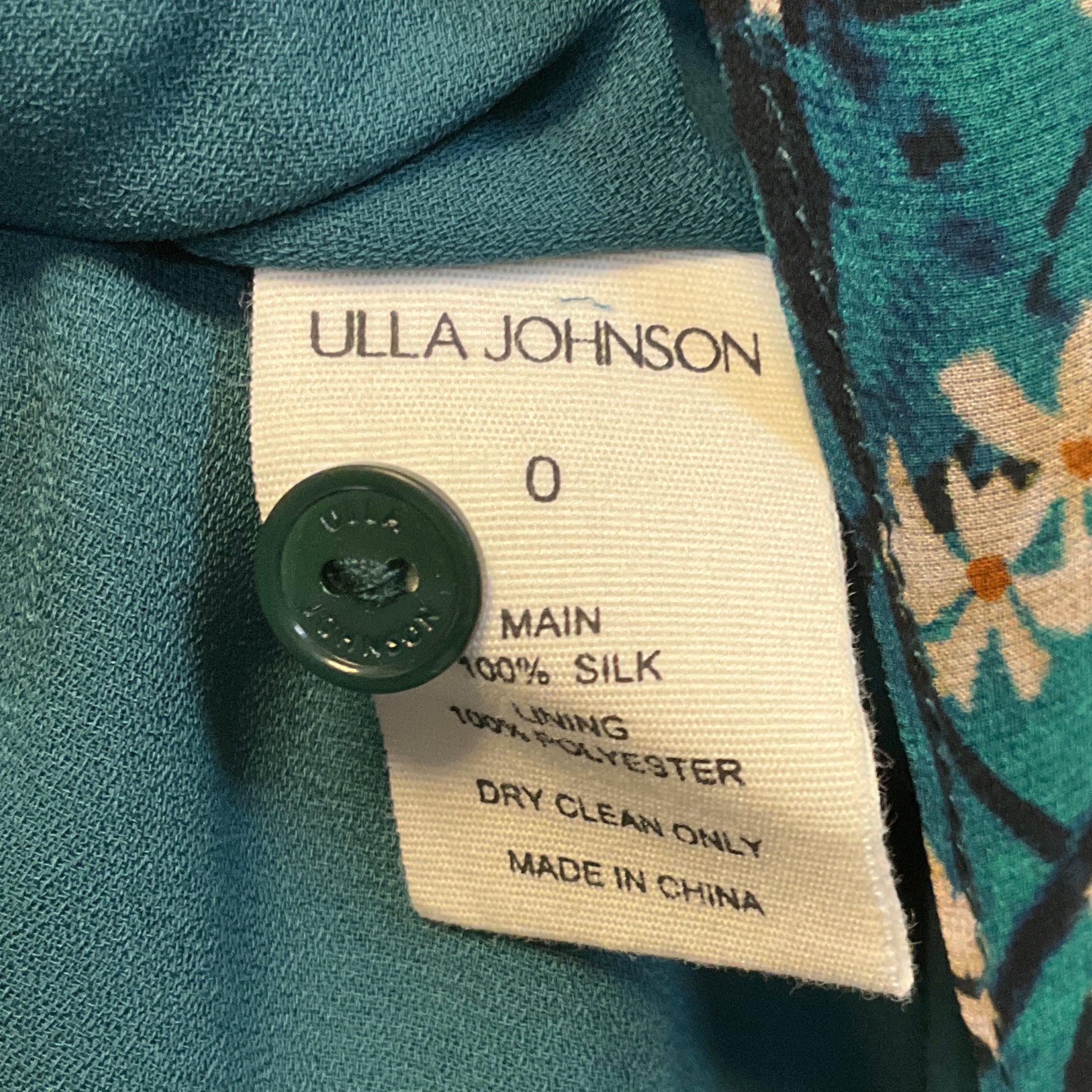 Ulla Johnson Green Multi Floral Printed Sleeveless Silk Maxi Dress with Belt