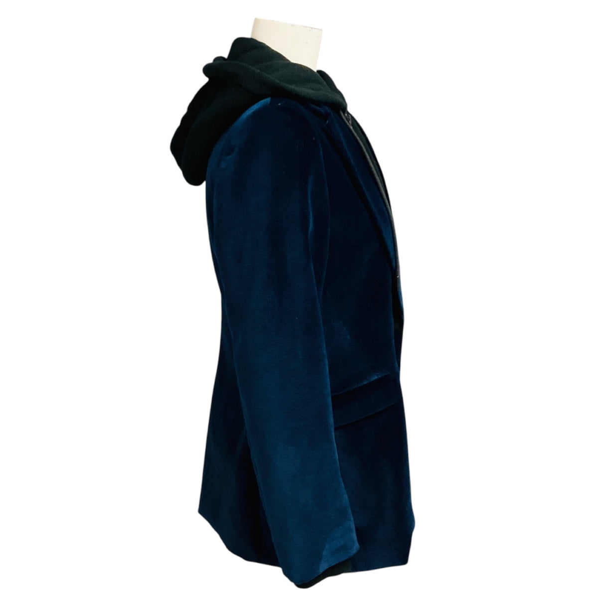 AO.LA by Alice + Olivia Navy Blue / Black Hooded Velvet and Cotton Blazer Jacket