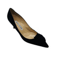 Load image into Gallery viewer, Manolo Blahnik Black Lisa Flower Suede Pumps
