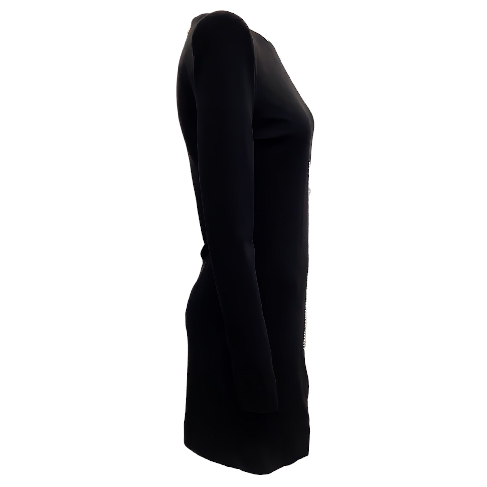 Balmain Black Long Sleeve Body Con Dress with Crystal Star Embellishments