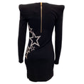Load image into Gallery viewer, Balmain Black Long Sleeve Body Con Dress with Crystal Star Embellishments
