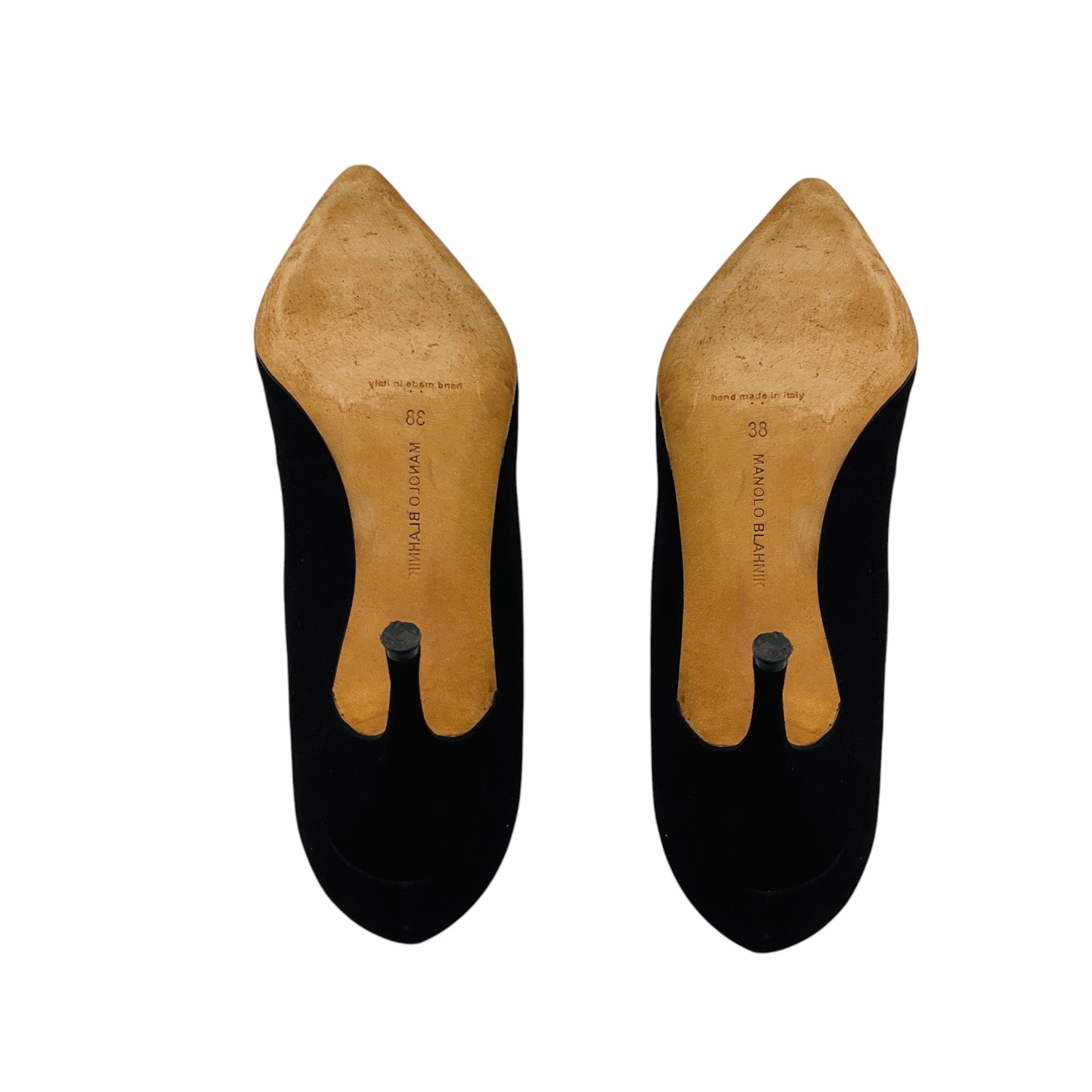 Manolo Blahnik Black Lisa Flower Suede Pumps