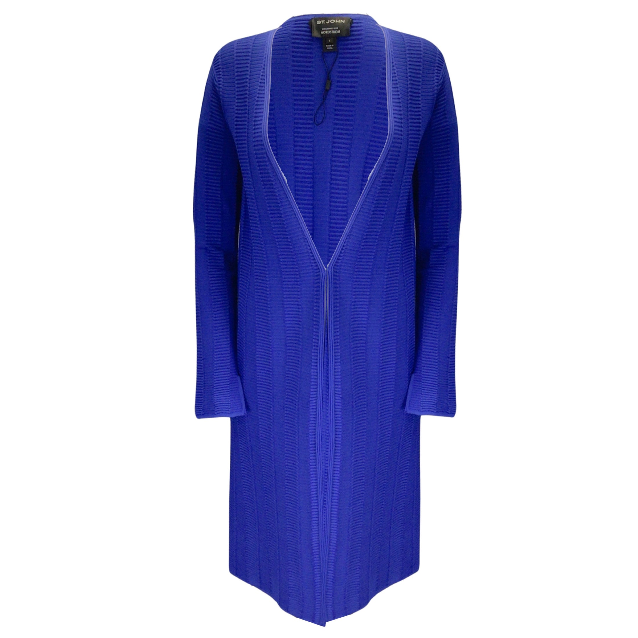 St. John Royal Blue 2020 Viscose Knit Long Cardigan Sweater