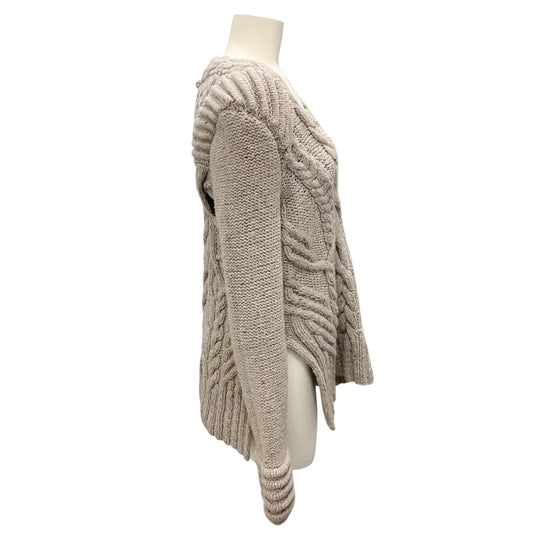 Partow Taupe Cable Knit Lambswool and Cashmere Sweater