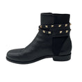 Load image into Gallery viewer, Valentino Black / Gold Rockstud Grained Leather Ankle Boots
