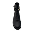 Load image into Gallery viewer, Valentino Black / Gold Rockstud Grained Leather Ankle Boots
