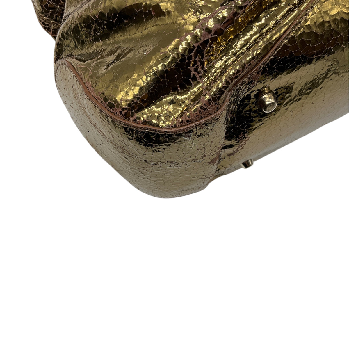 Anya Hindmarch Gold Metallic Crackled Leather Shoulder Bag