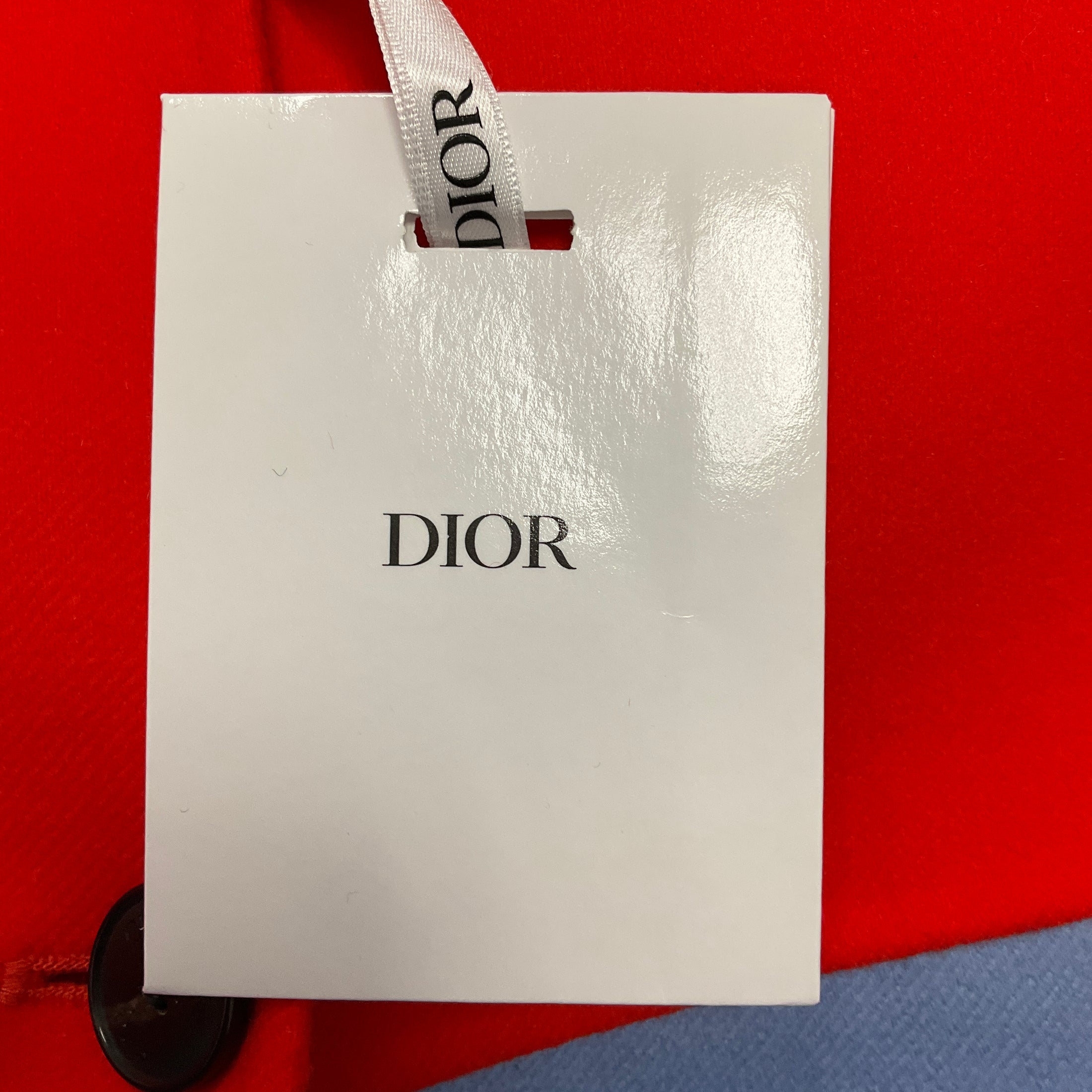 Christian Dior Bright Orange / Light Blue Double Face Fantaisie Coat