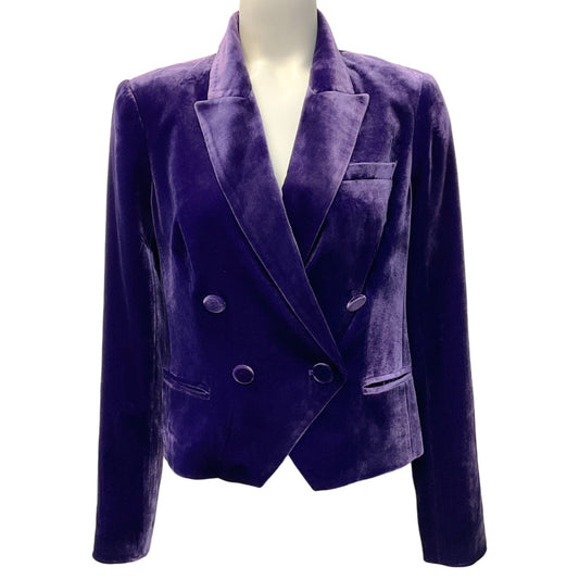 L'Agence Purple Velvet Rory Cropped Blazer
