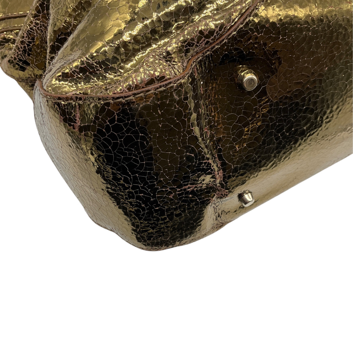 Anya Hindmarch Gold Metallic Crackled Leather Shoulder Bag