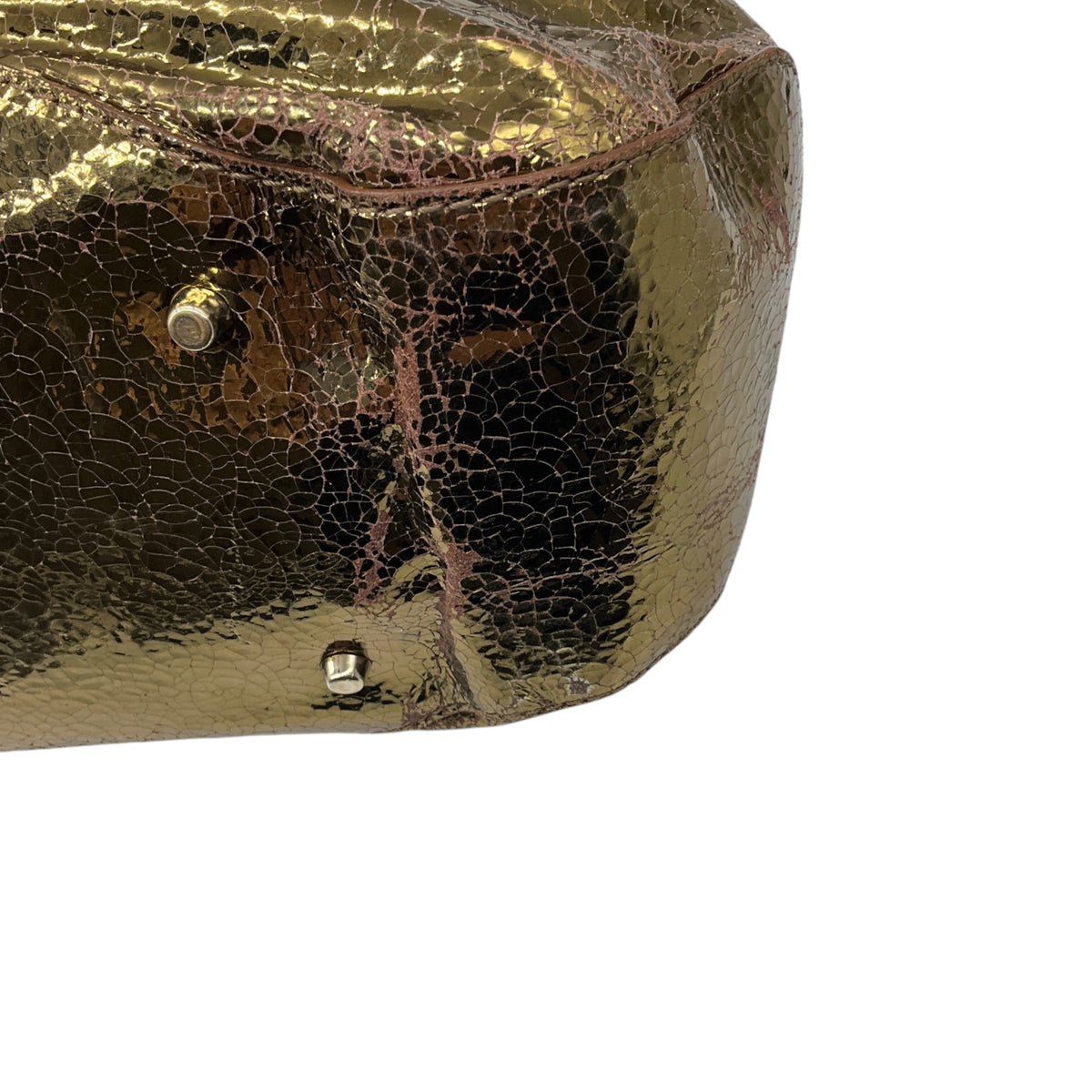 Anya Hindmarch Gold Metallic Crackled Leather Shoulder Bag
