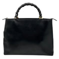 Load image into Gallery viewer, Gucci Vintage Black Leather Bamboo Handle Tote Handbag
