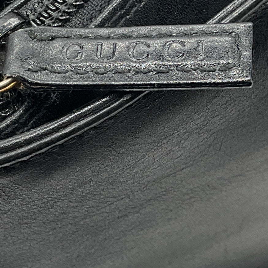 Gucci Vintage Black Leather Bamboo Handle Tote Handbag