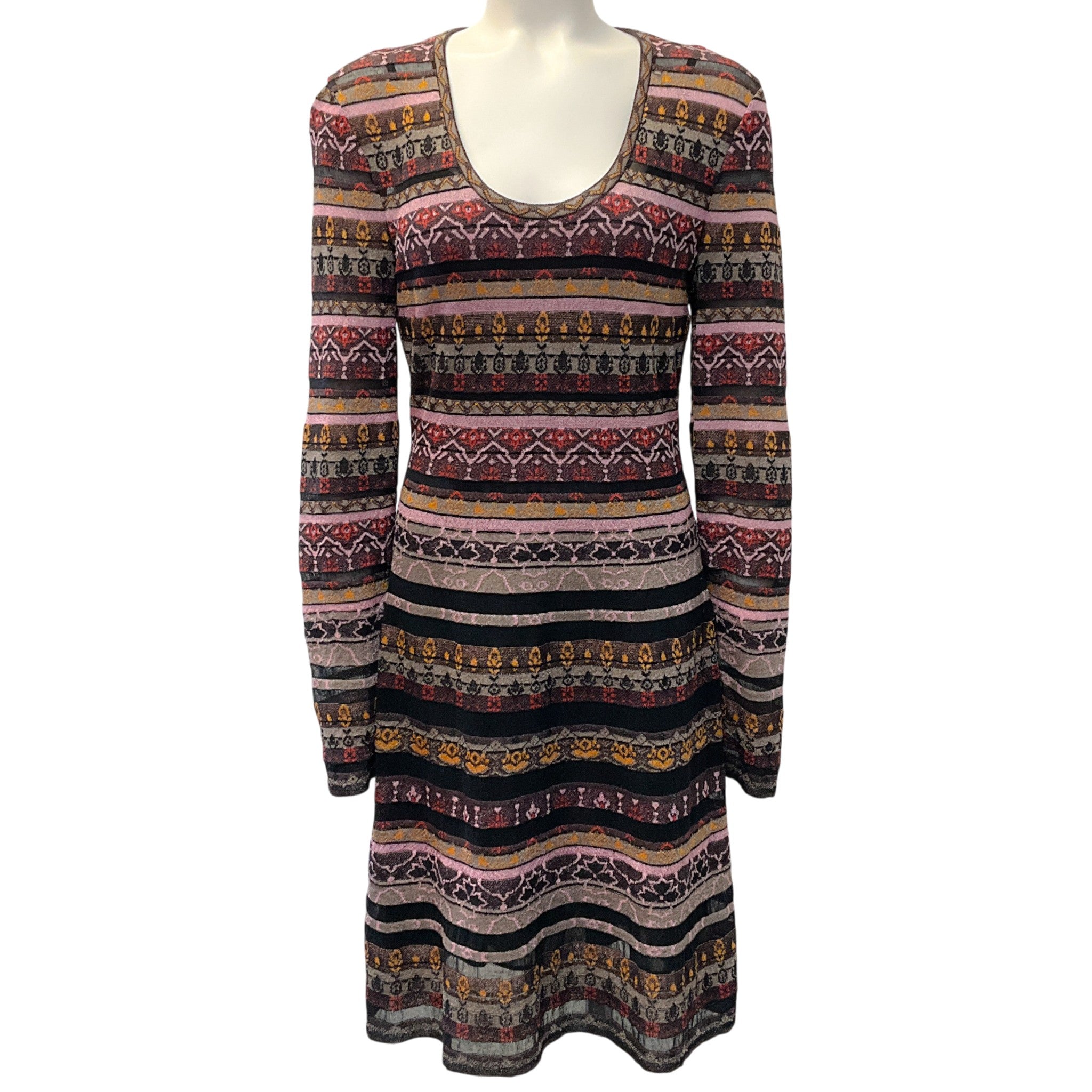 M Missoni Burgundy / Pink Striped Knit Dress
