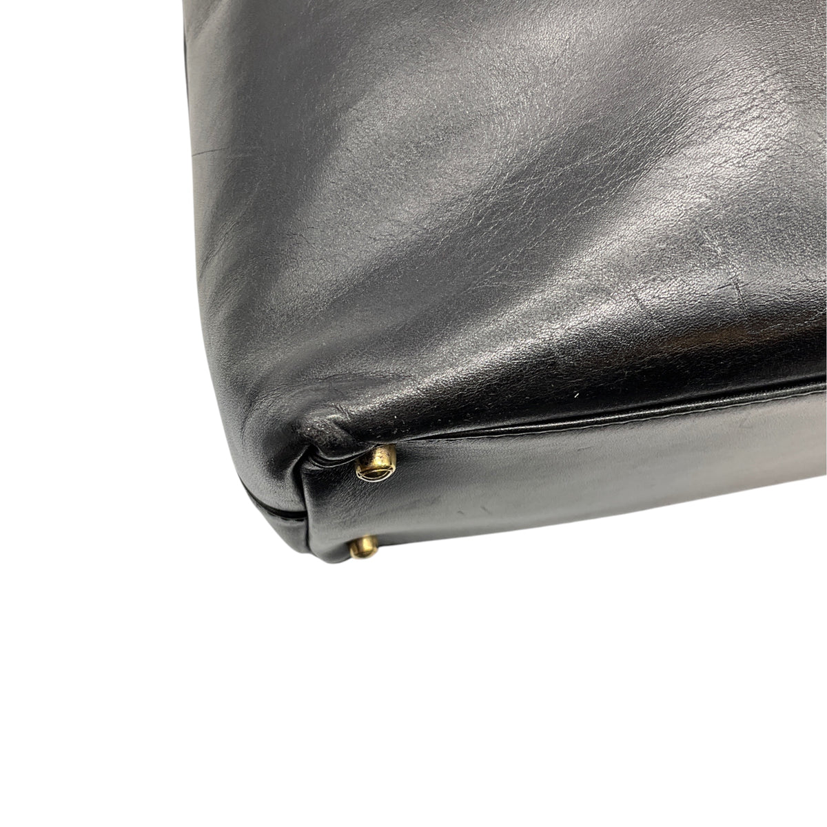 Gucci Vintage Black Leather Bamboo Handle Tote Handbag