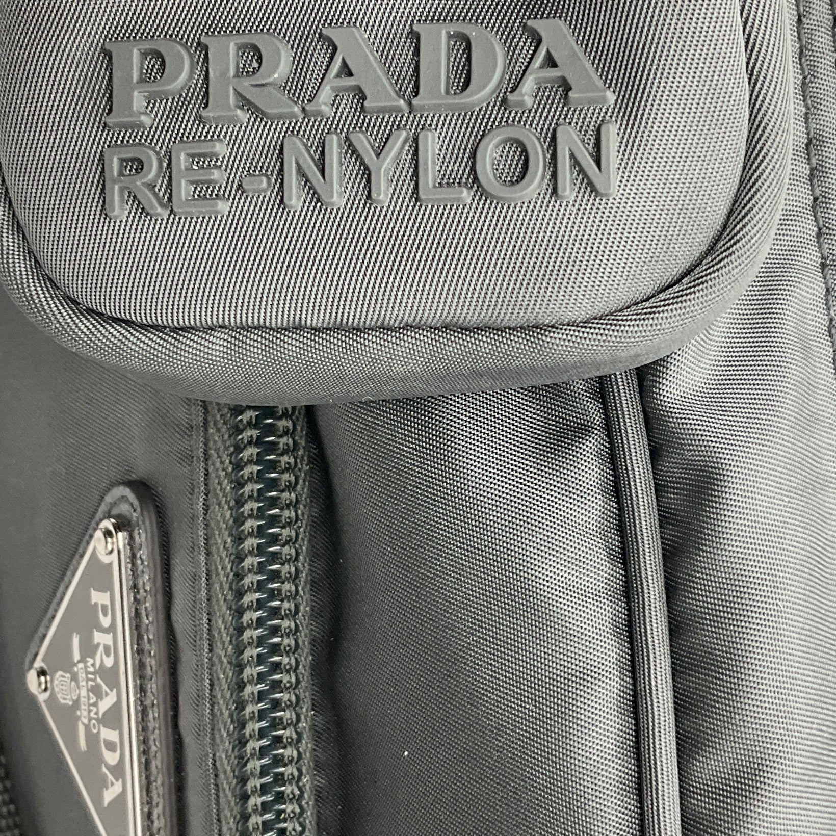 Prada Grey Re-Nylon Shoulder Bag with Pouch
