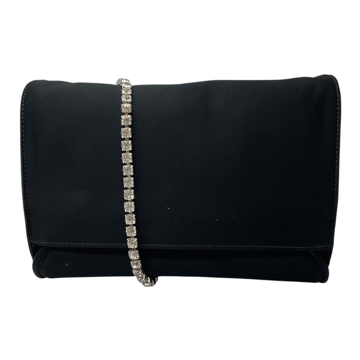 Givenchy Black Satin Evening Bag with Crystal Embellished Chain Strap